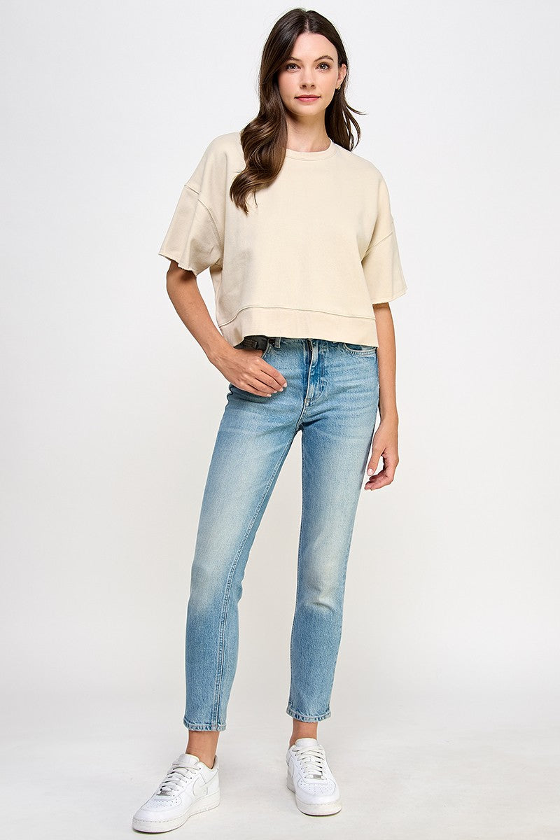 Cropped Short Sleeve Sweatshirt