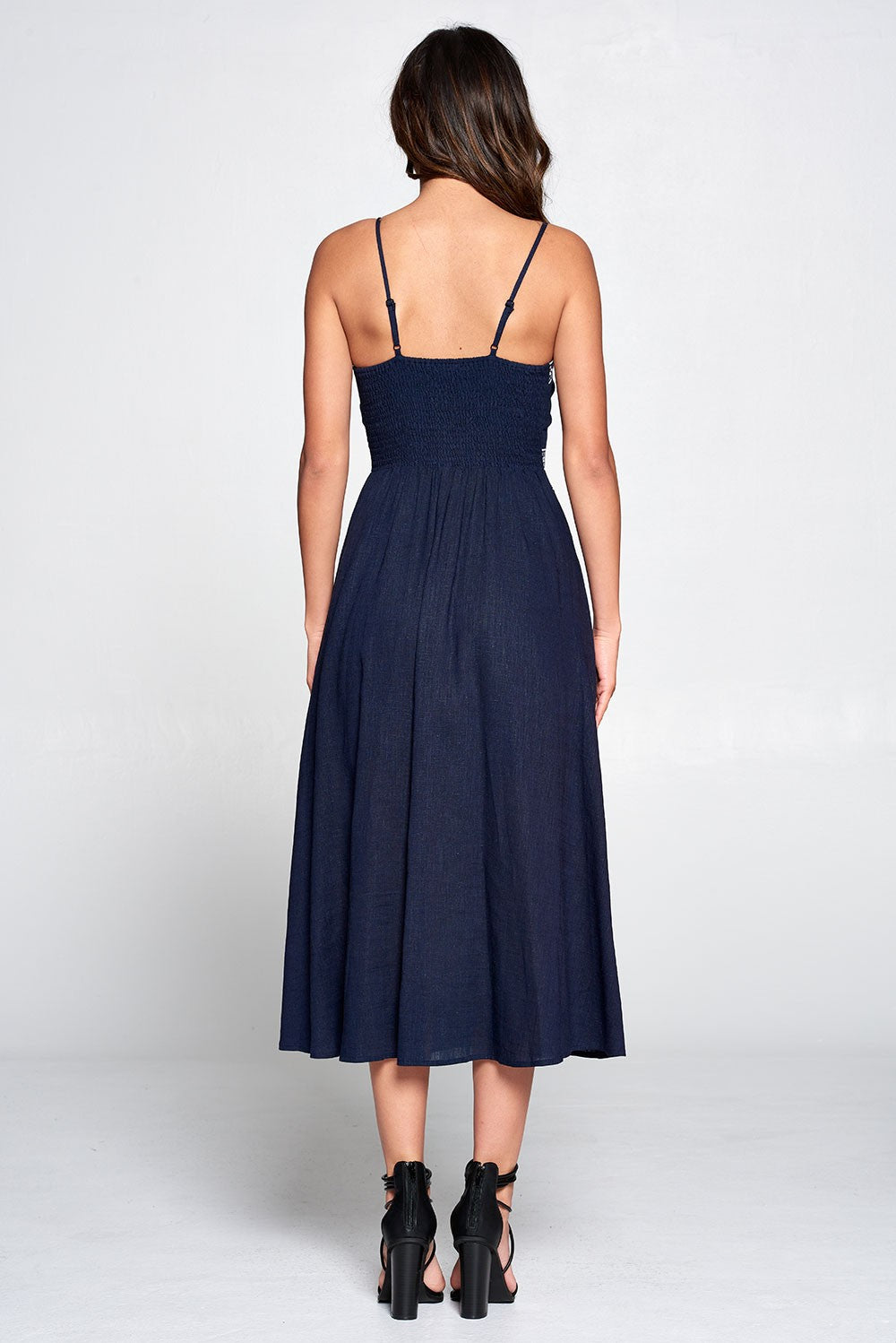 Capri Embroidered Linen Midi Dress Parker Blue Capri Embroidered Linen Midi Dress Parker Blue