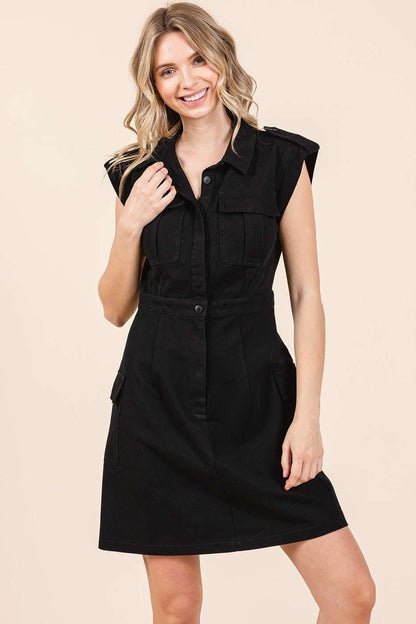 Claire Cargo Pocket Zipper Mini Dress