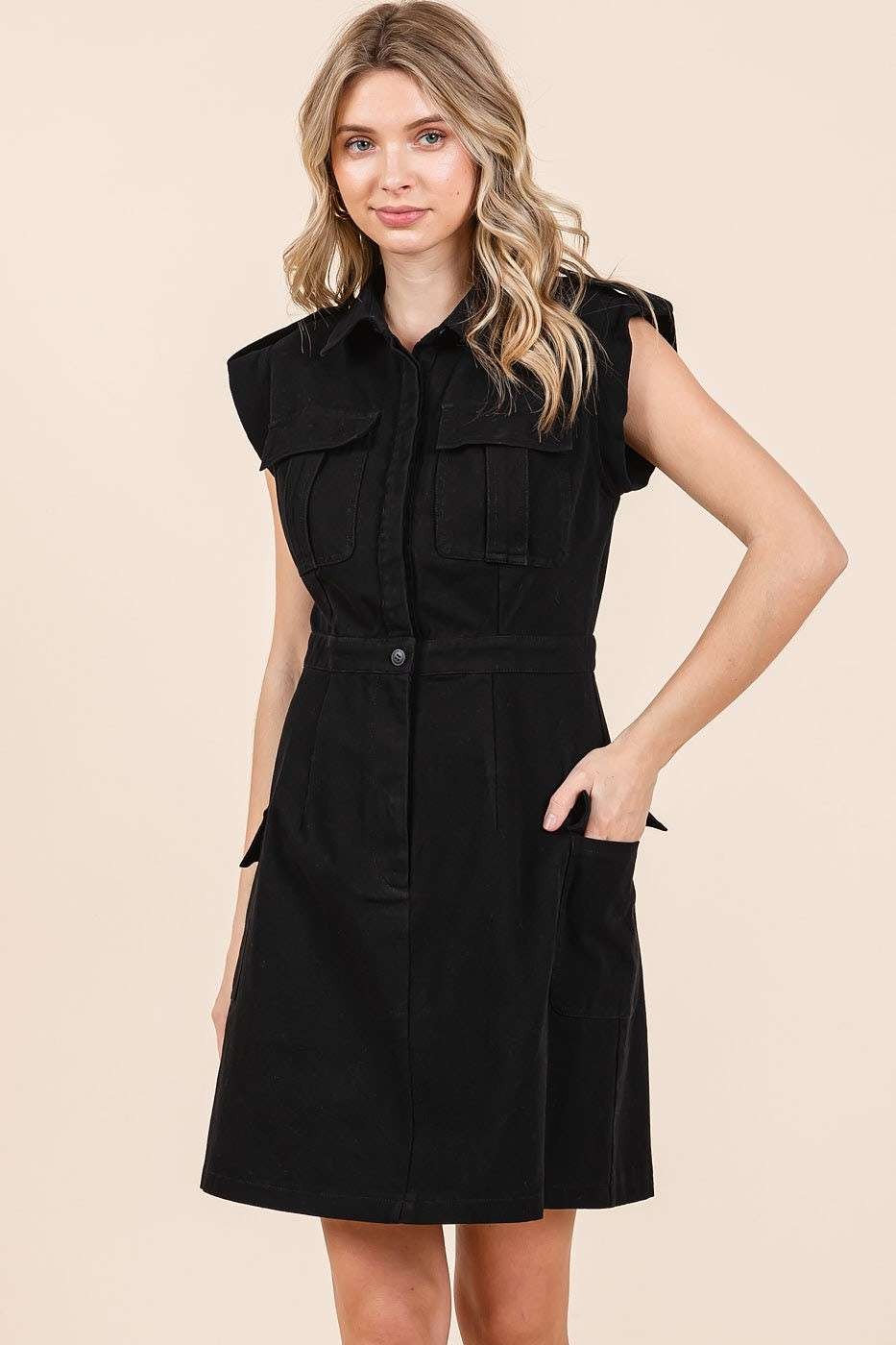 Claire Cargo Pocket Zipper Mini Dress