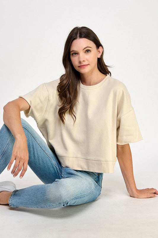 Cropped Short Sleeve Sweatshirt