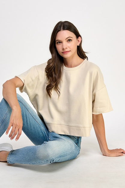 Cropped Short Sleeve Sweatshirt