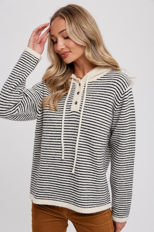 Hannah Striped Henley Sweater