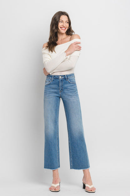 Vervet High Rise Ankle Slim Wide Jeans