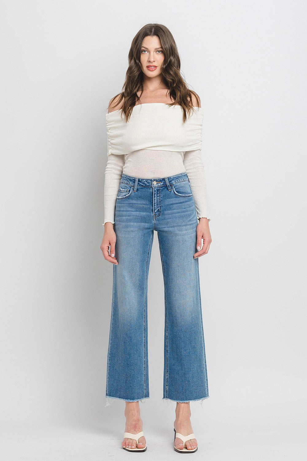 Vervet High Rise Ankle Slim Wide Jeans