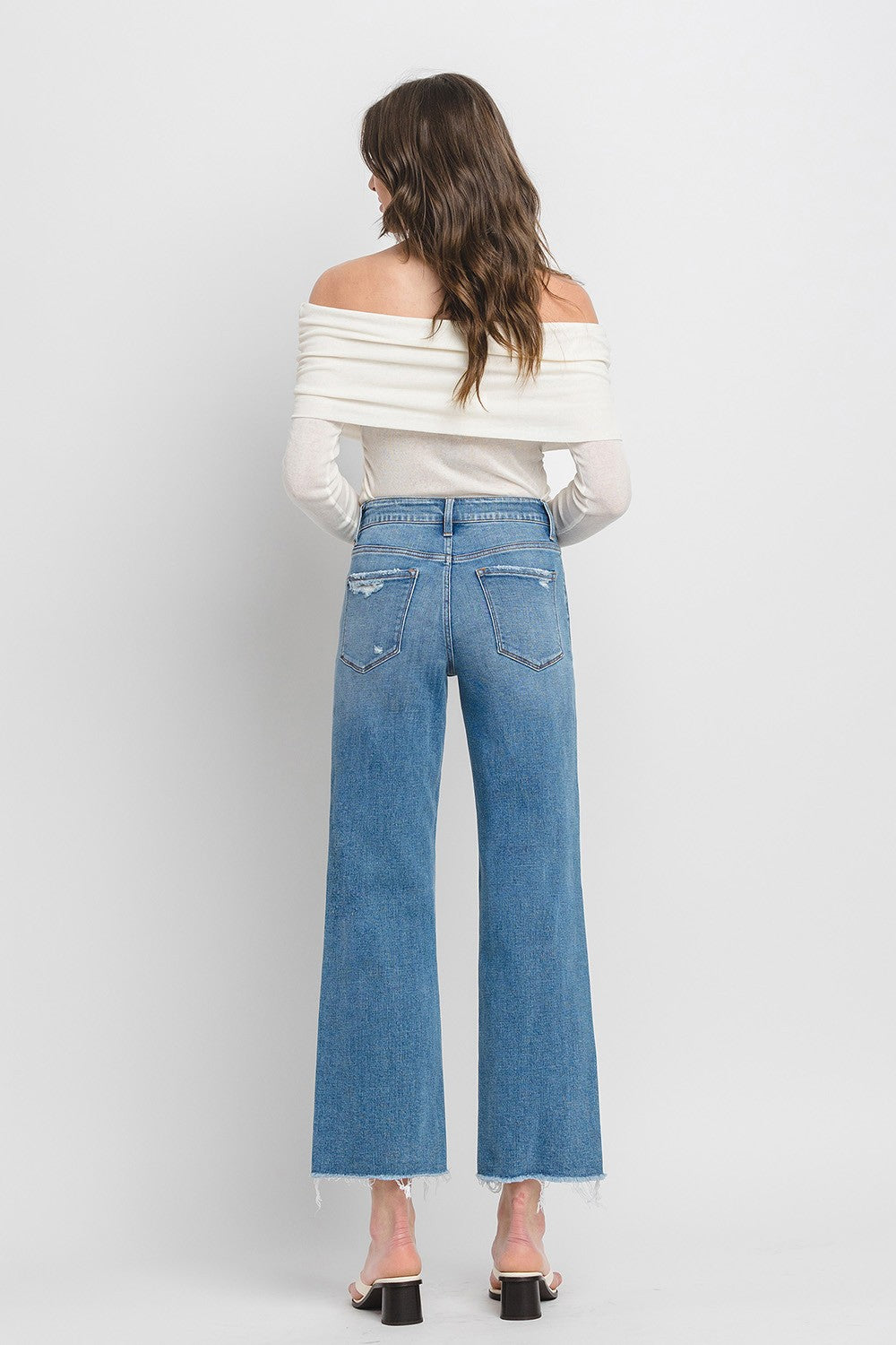 Vervet High Rise Ankle Slim Wide Jeans